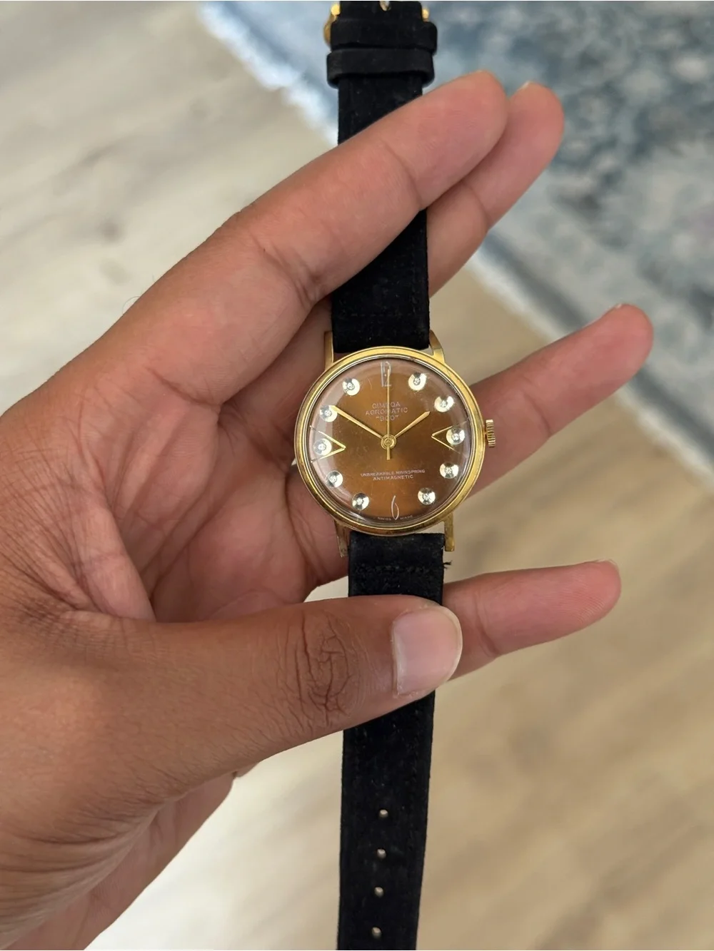 CIMEQA Agromatic 900 vintage Men’s Watch. Gold Tone, Manual Swiss Diamond